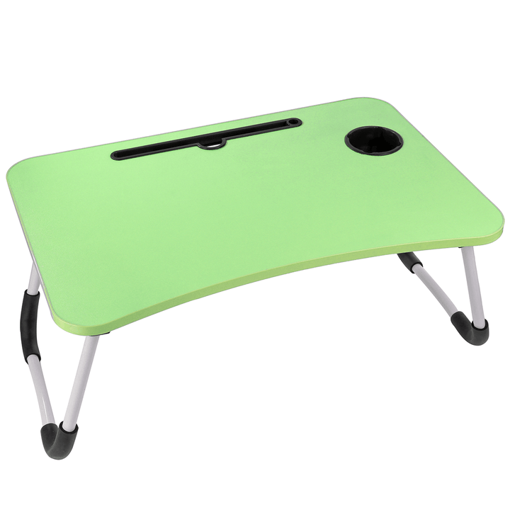 60 X 40 X 28Cm Bed Tray Desk Folding Computer Desk with Card Slot and Cup Holder - Trendha