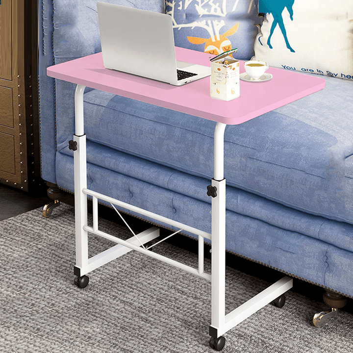 Removable Laptop Table Lifting Desk Tabletop Food Tray Bedside Table Bed Sofa Stand with Wheel - Trendha