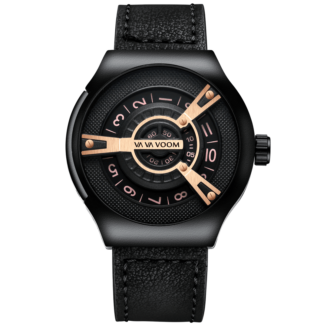 VAVA VOOM Fashion Casual Leather Strap 3ATM Waterproof Men Quartz Watch Wristwatch - Trendha