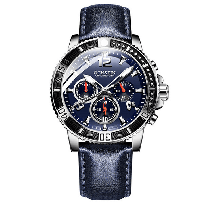 OCHSTIN GQ045B Business Style Men Wrist Watch Leather Watch Band Quartz Watch - Trendha
