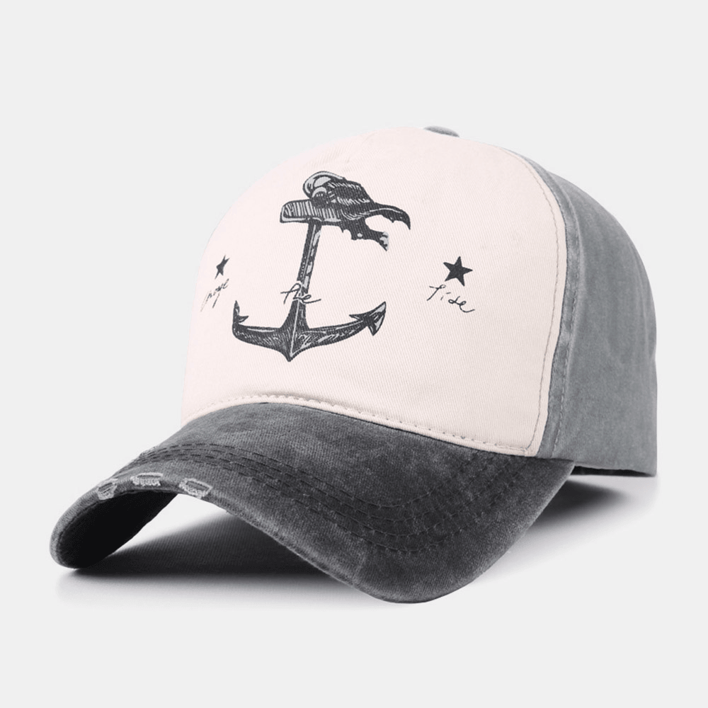 Unisex Make-Old Pirate Ship Anchor Pattern Ivy Cap Outdoor Suncreen Baseball Hats Stretch Fit Cap - Trendha