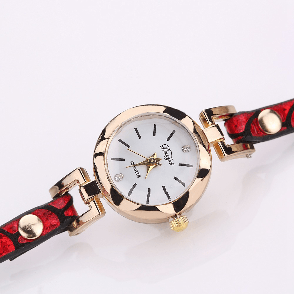 DUOYA 328 Five Pointed Star Retro Style Women Bracelet Watch Leather Band Quartz Watch - Trendha
