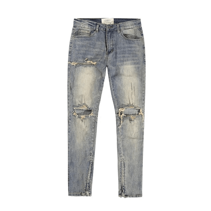 Classic Zipper Beam-Leg Jeans - Trendha