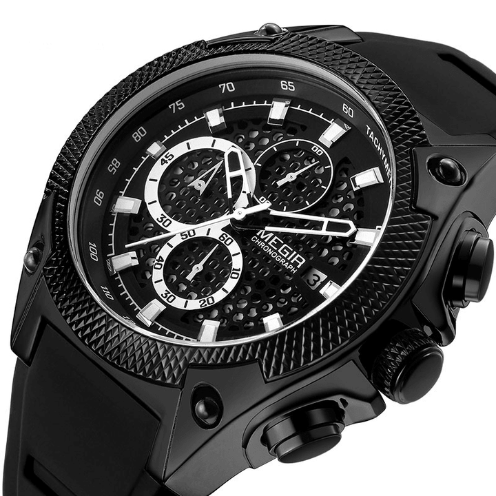 MEGIR 2127 Fashion Men Watch Multi-Function Chronograph Sport Quartz Watch - Trendha