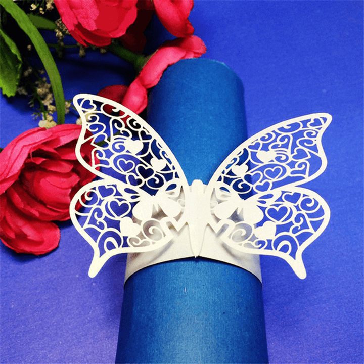 Laser Cut Butterfly Shape Napkin Rings for Dinners Lunch Tables Home Wedding Anniversray Party Decor - Trendha