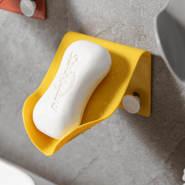 Wall Mounted Soap Dish Drain Storage Box Plastic Self Adhesive Shape Soap Tray Holder Container Bathroom Accessories - Trendha