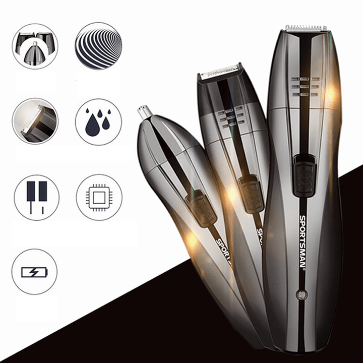 3In1 Rechargeable Cordless Electric Hair Clipper Shaver Razor Beard Hair Nose Trimmer Wet/Dry - Trendha