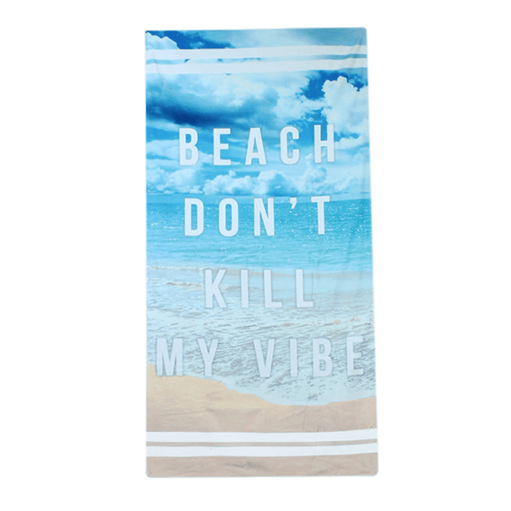 70X140Cm Polyester Fiber English Words Pattern Beach Spa Yoga Towel Soft Reactive Print Bath Towels - Trendha