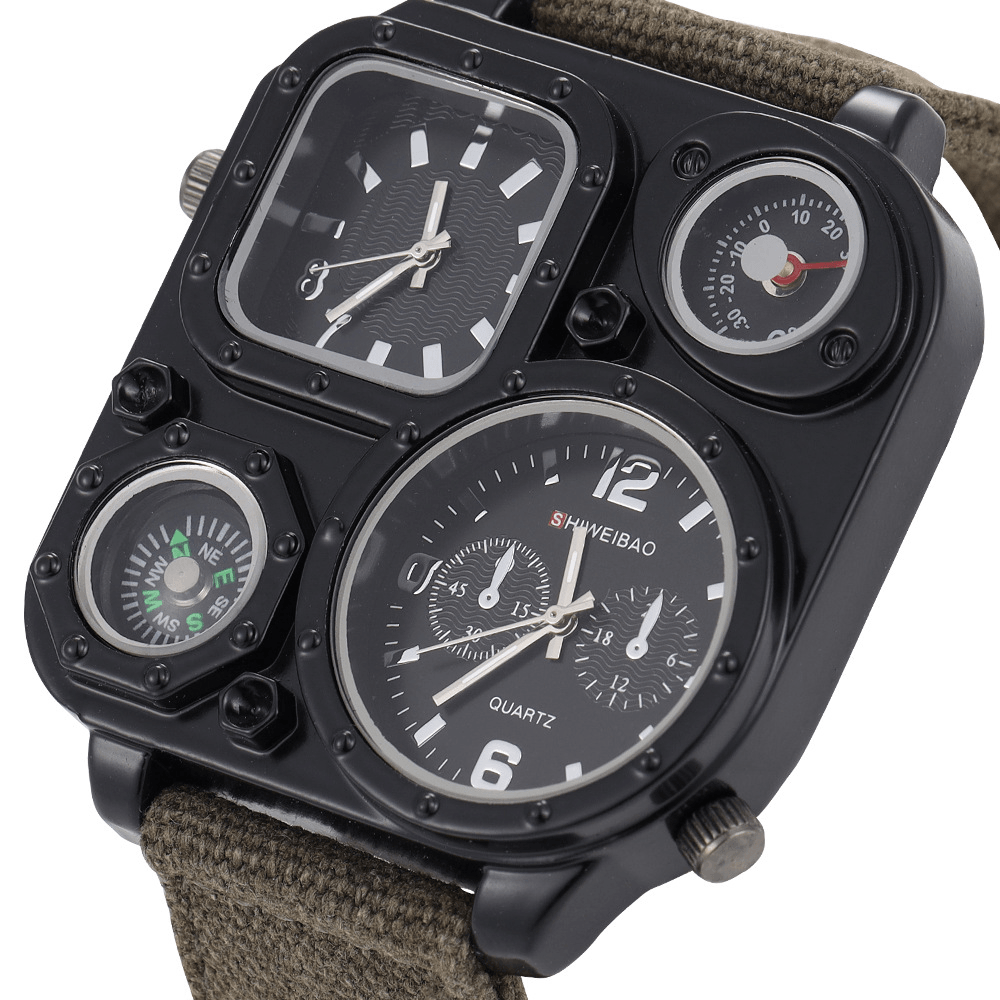 SHIWEIBAO 3 Colors Denim Alloy Men Vintage Watch Decorated Multi-Time Zone Dial Pointer Quartz Watch - Trendha