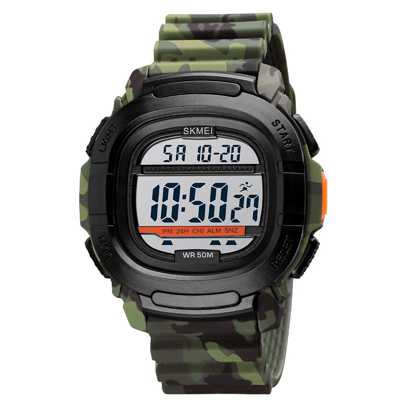 SKMEI 1657 Sport Men Watch Date Week Display 5ATM Waterproof Stopwatch Countdown LED Light Outdoor Digital Watch - Trendha