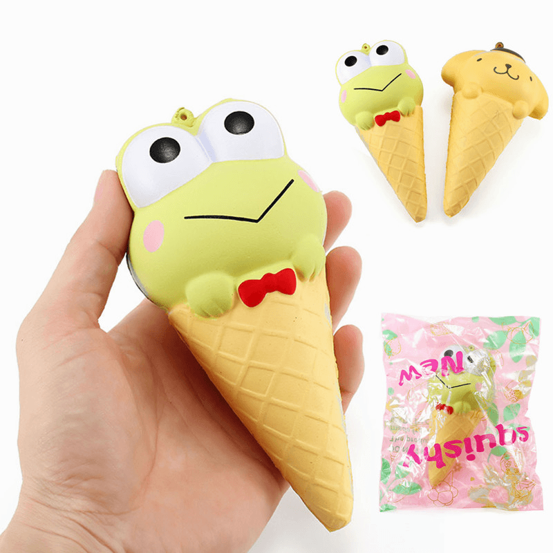 Yunxin Squishy Ice Cream Cone Cartoon Frog Pudding Puppy Cute Collection Gift Decor Soft Toy - Trendha