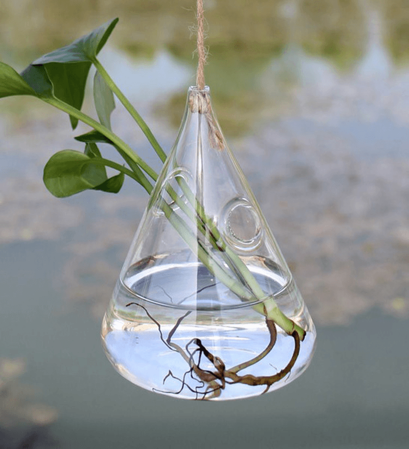 Hanging Water Drop Shaped Glass Hydroponics Flower Vase Home Garden Wedding Party Decoration - Trendha