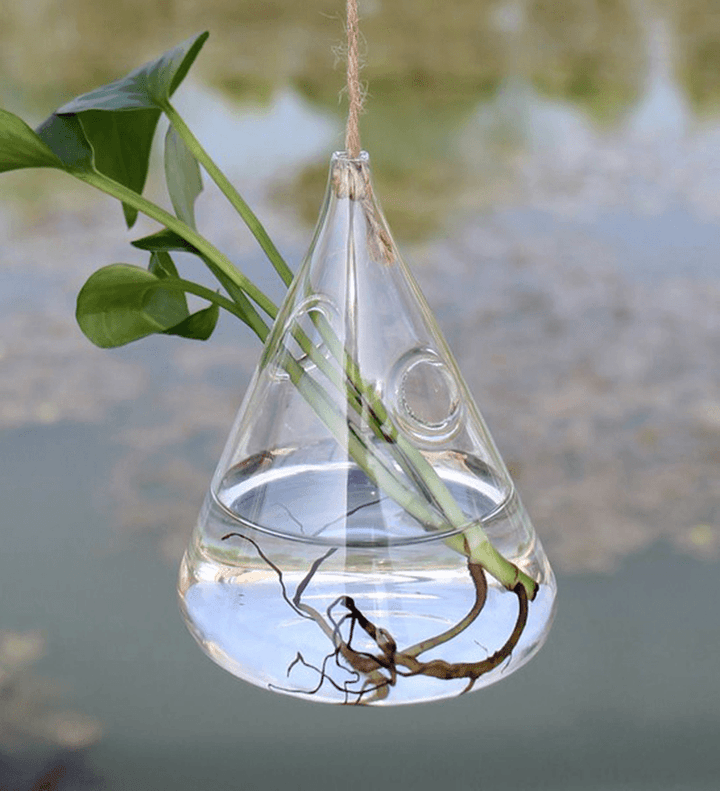 Hanging Water Drop Shaped Glass Hydroponics Flower Vase Home Garden Wedding Party Decoration - Trendha
