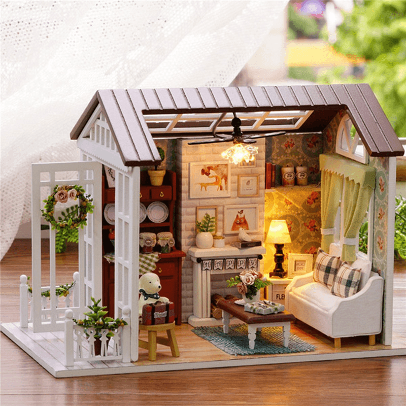 Cuteroom Forest Times Kits Wood Dollhouse Miniature DIY House Handicraft Toy Idea Gift Happy Times - Trendha