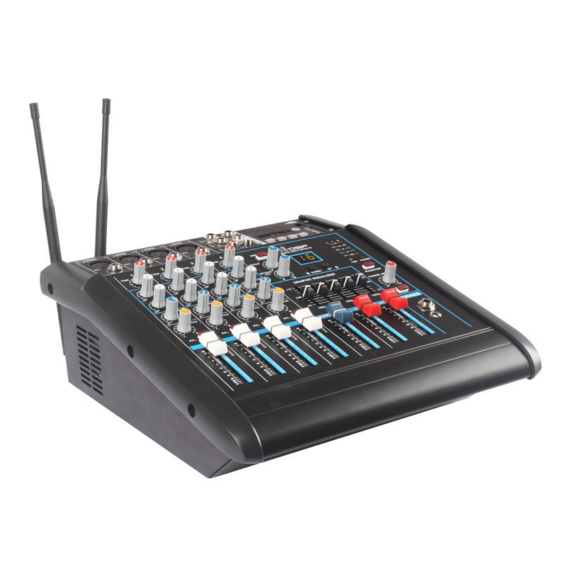 PMX-402D Audio Mixer DJ Equipment Power Amplifier with 2 Wireless Microphone Monitoring BT KTV Karaoke USB XLR 6.5MM SD - Trendha