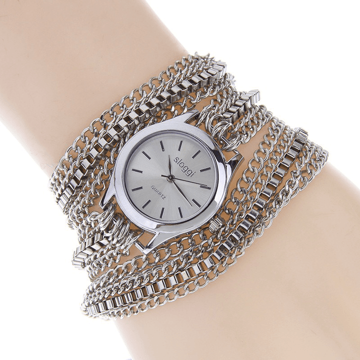 SLOGGI Retro Zinc Alloy Three Times around Bracelet Women Quartz Watch - Trendha