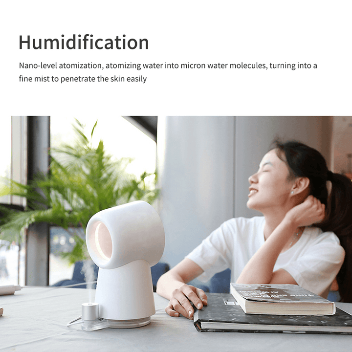 3 in 1 Mini Cooling Fan Bladeless Desktop Fan Mist Humidifier with LED Light Protable Leafless Cooling Fan - Trendha