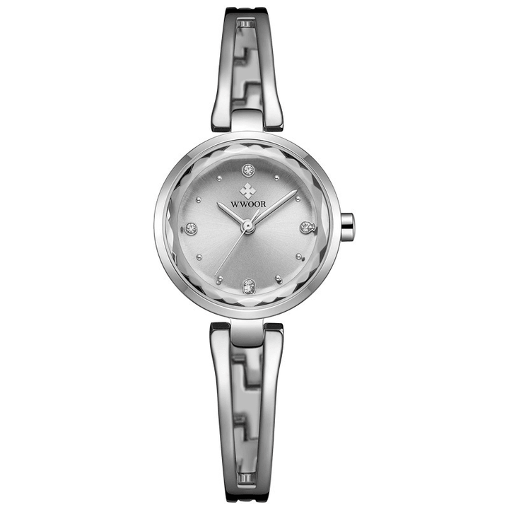 WWOOR 8866 Diamond Ladies Bracelet Watch Business Style Steel Band Quartz Watch - Trendha