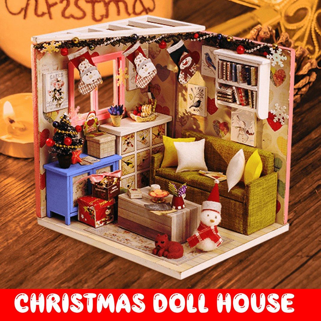 Iiecreate DIY Doll House House Handmade Assembled Educational Toy Art House Christmas Gift Creative Birthday Gift with Dust Cover and Furniture - Trendha