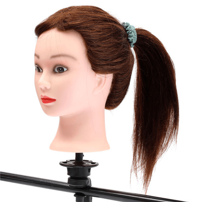 20Inch Professional Real Hair Model Hairdressing Practice Training Head Mannequin and Clamp - Trendha