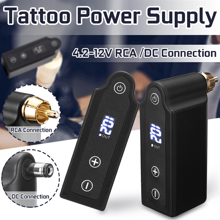 Mini Tattoo Wireless Power Supply Battery for Tattoo Machine RCA/DC - Trendha
