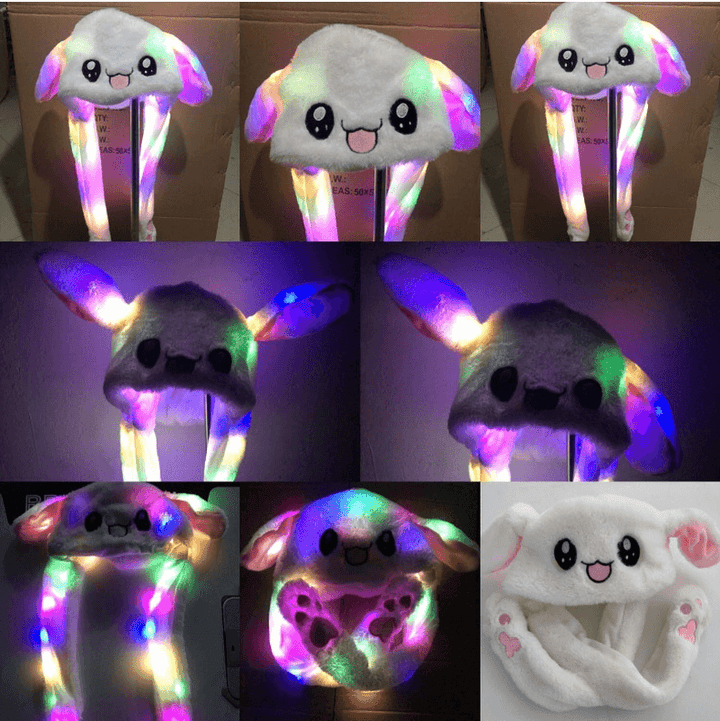 LED Light Rabbit Ear Hat Can Move Airbag Cap 60CM Electric Stuffed Plush Gift Valentines Dance Toy - Trendha