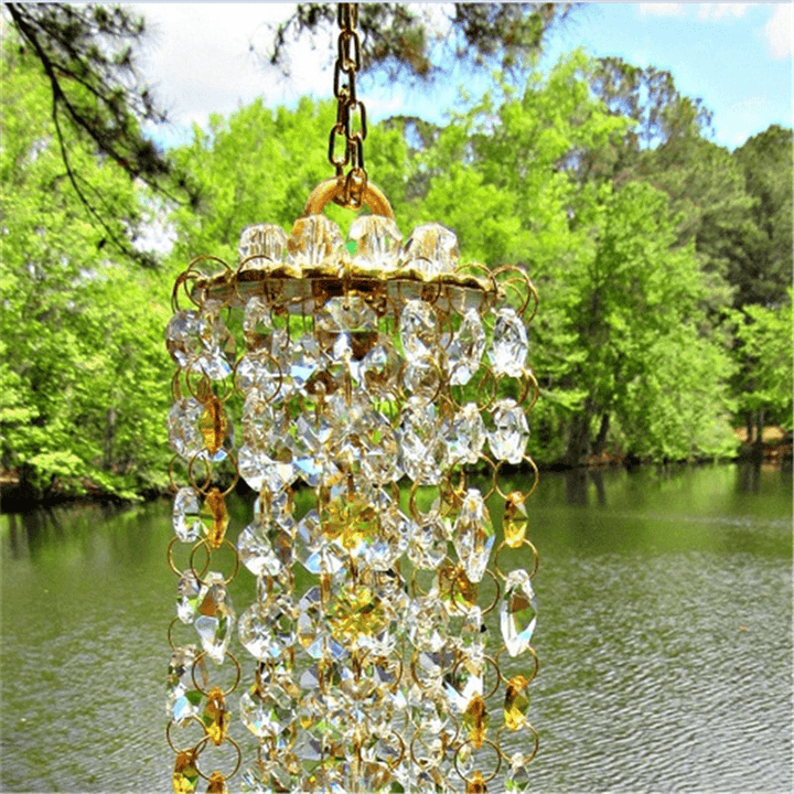 Yellow White Crystal Wind Chimes Extended Version Free Cleaning Fuss-Free Assembly Wind Chimes for Garden Patio Lawn - Trendha