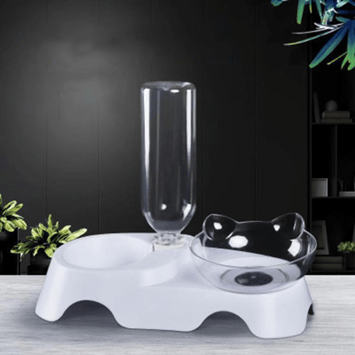 15 Degree Raised Pet Bowls Cats Food Water Feeder Plastic Tilted Elevated Bowl for Pets Care - Trendha