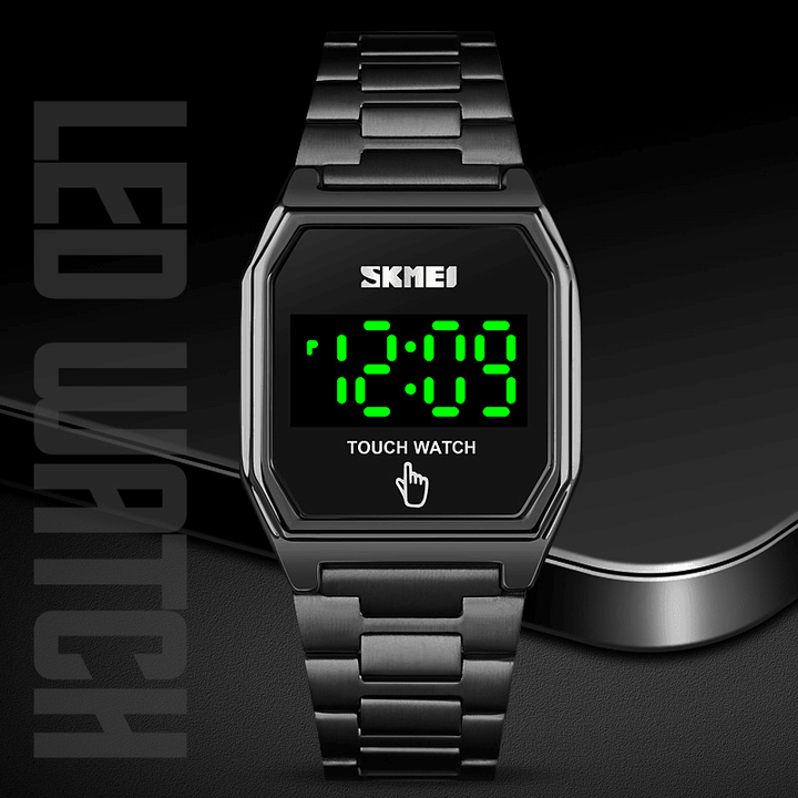 SKMEI 1679 Fashion LED Display Luminous Smart Touch 30M Waterproof Stainless Steel Strap Digital Watch - Trendha