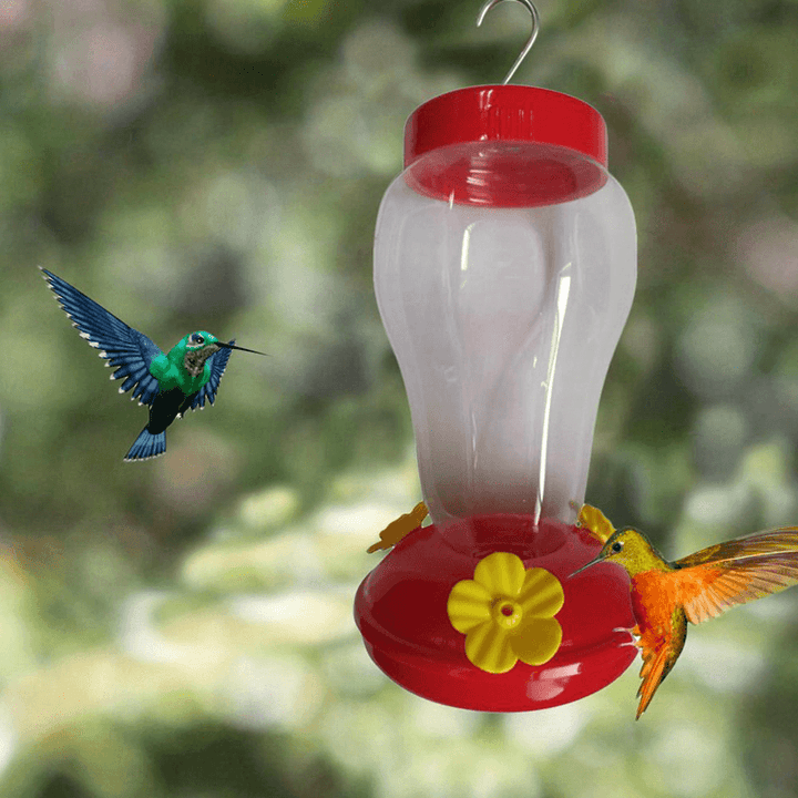 Bird Water Feeder Bottle Hanging Hummingbird Feeder Garden Outdoor Plastic Flower Iron Hook Bird Feeder for Outside/Inside - Trendha
