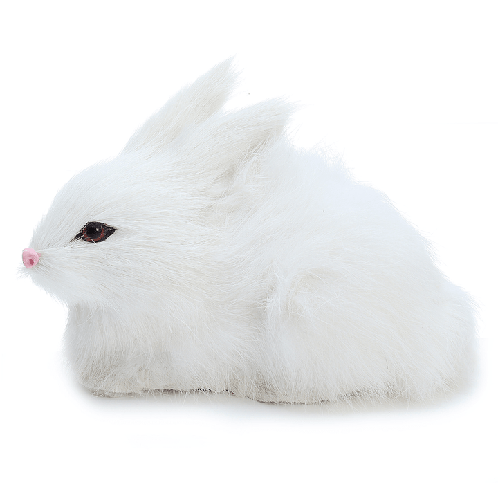 Lifelike Rabbit Crouching Animals Models Handmade Realistic Dolls Stuffed Plush Toy - Trendha