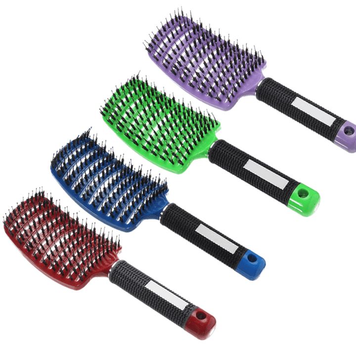 Hair Scalp Massage Comb Bristle Nylon Curly Hairbrush Anti-Static Curved Row Hairdressing Tools - Trendha
