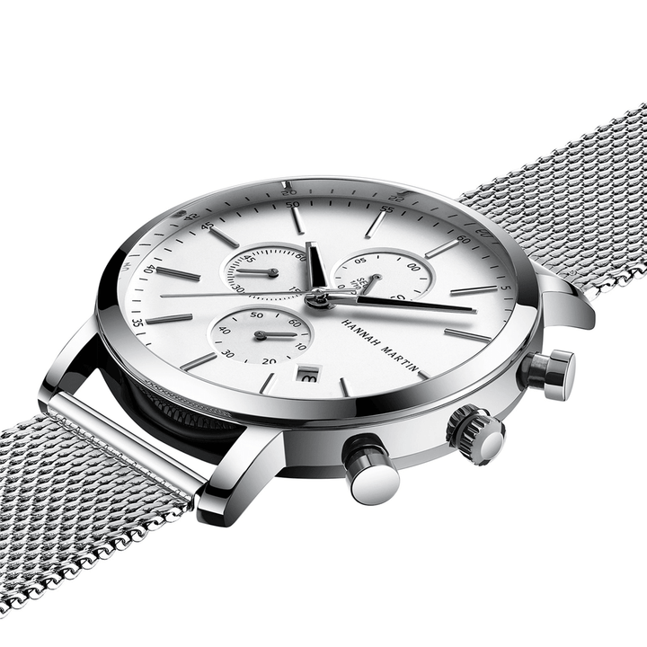Classic Business Men Watch Stopwatch Calendar Display 3ATM Waterproof Stainless Steel Strap Quartz Watch - Trendha