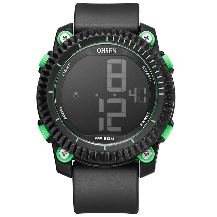 OHSEN 1710 Digital Watches Stopwatch Alarm Military Sport Swimming Men LED Watch - Trendha