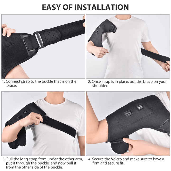 Hailicare 3 Levels Heating Vibration Shoulder Massager Support Brace Heated Physiotherapy Therapy Pain Relief for Health Care Support - Trendha