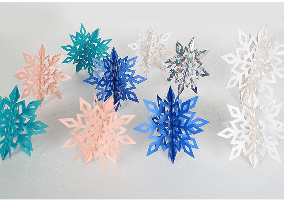 6PCS 3D Snowflake Paper Hanging Ornament Kit Christmas Decoration Toys Home Party - Trendha