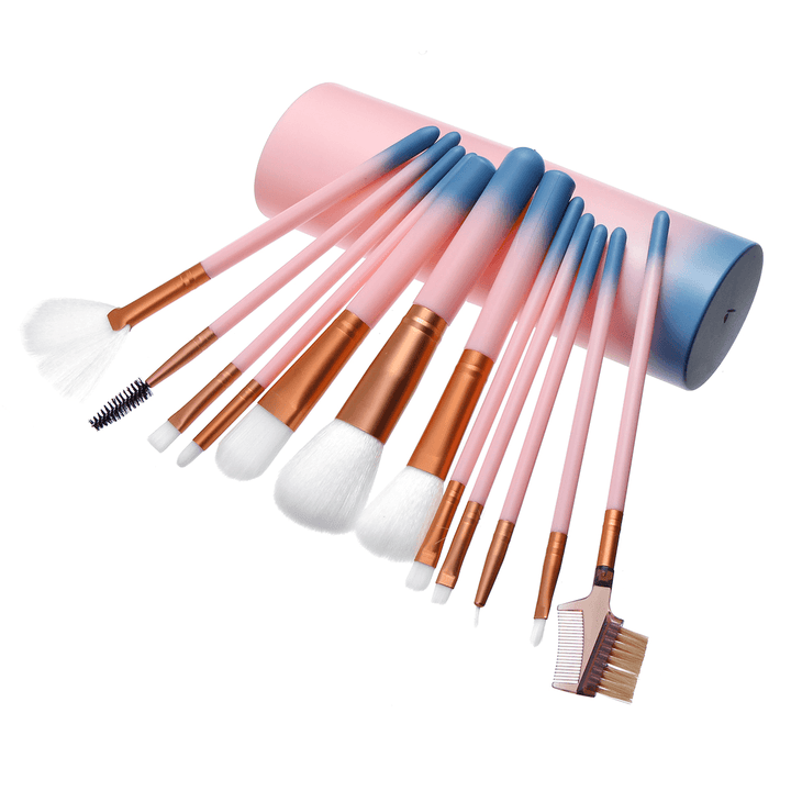 12Pcs Makeup Brushes Set Foundation Powder Eyeshadow Cosmetic Brush Tools - Trendha