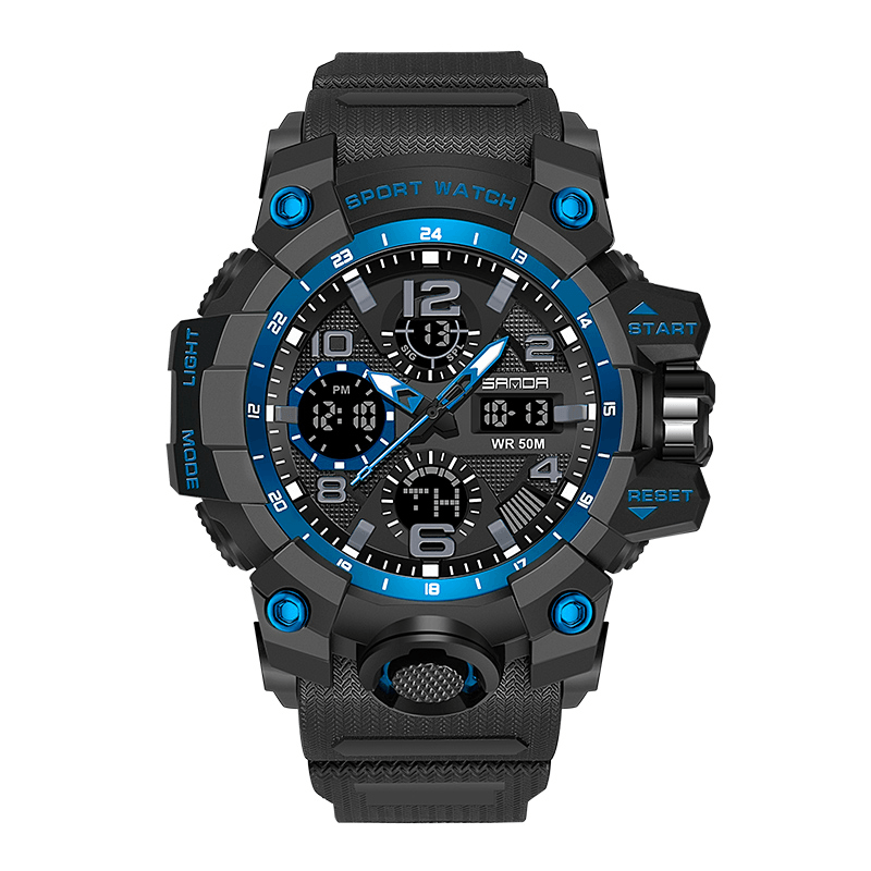 SANDA 6021 Luminous Sport Watch Fashion Men Stopwatch Calendar Alarm Clock Dual Display Digital Watch - Trendha