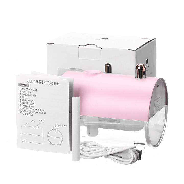 250ML Ultrasonic Air Humidifier LED Lamp Air Purifier - Trendha