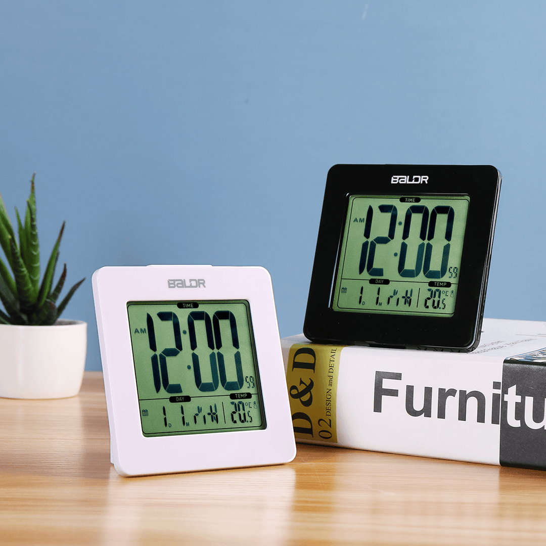 Baldr Digital Alarm Clock Thermometer LCD Backlight Calendar Indoor Temperature Meter Watch Desk Snooze Timer Kids Table Clock - Trendha