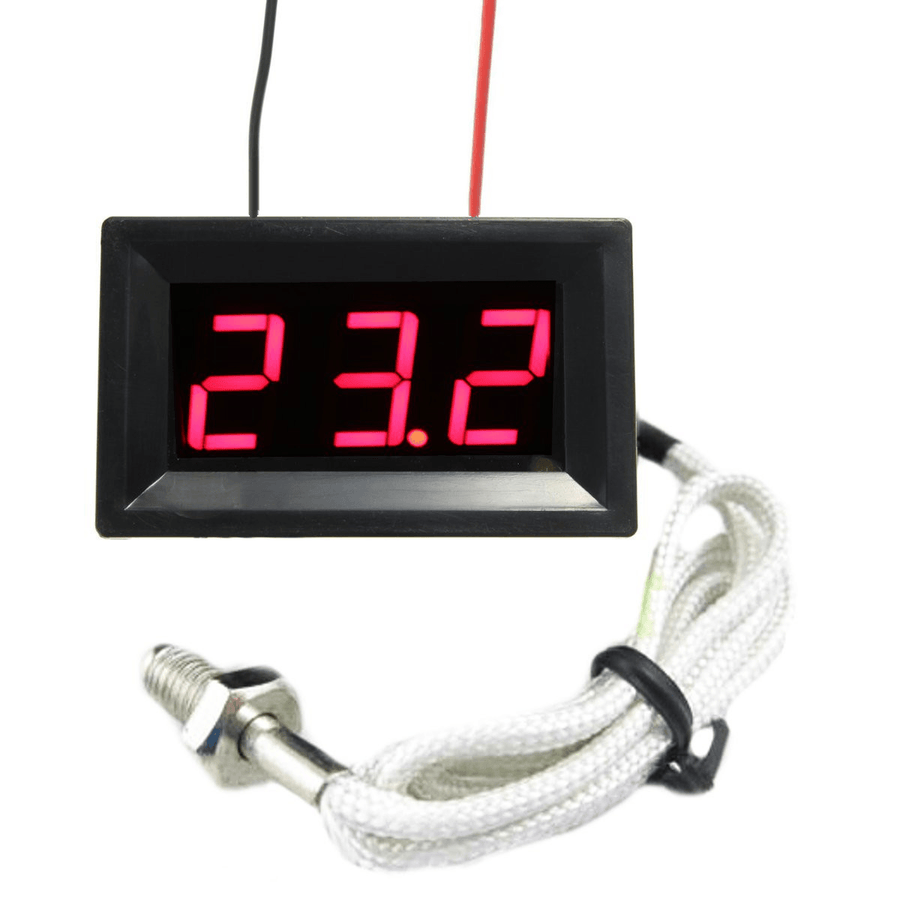 Red LED DC 12V Digital Thermocouple Thermometer Temperature Meter 0~999°C with Probe - Trendha