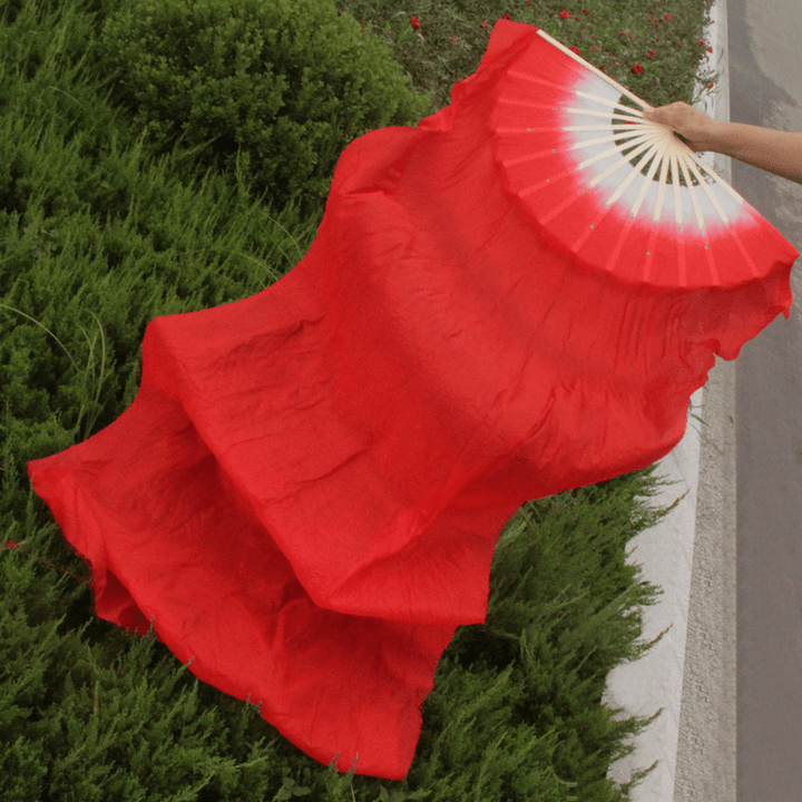 1.8M Lengthen Belly Dance Fan Imitated Silk Fabric Bamboo Fans Dance Dancing Performance Supplies - Trendha