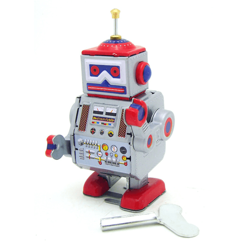 Classic Vintage Clockwork Wind up Robot Kids Children Reminiscence Tin Toys with Key - Trendha