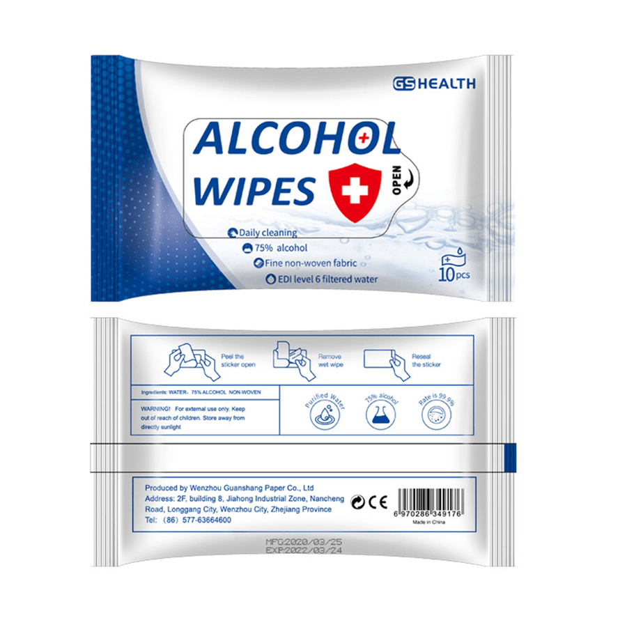 10PCS Portable Alcohol Sterilization Wipes Alcohol Pads Swabs Wet Wipes Skin for Home Cleaning Care - Trendha