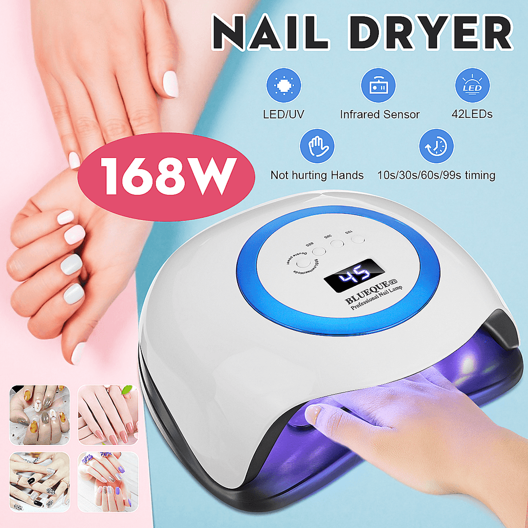 168W UV Lamp Nail Dryer Pro UV LED Gel Nail Lamp Fast Curings Gel Polish Ice Lamp for Nail Manicure Machine - Trendha