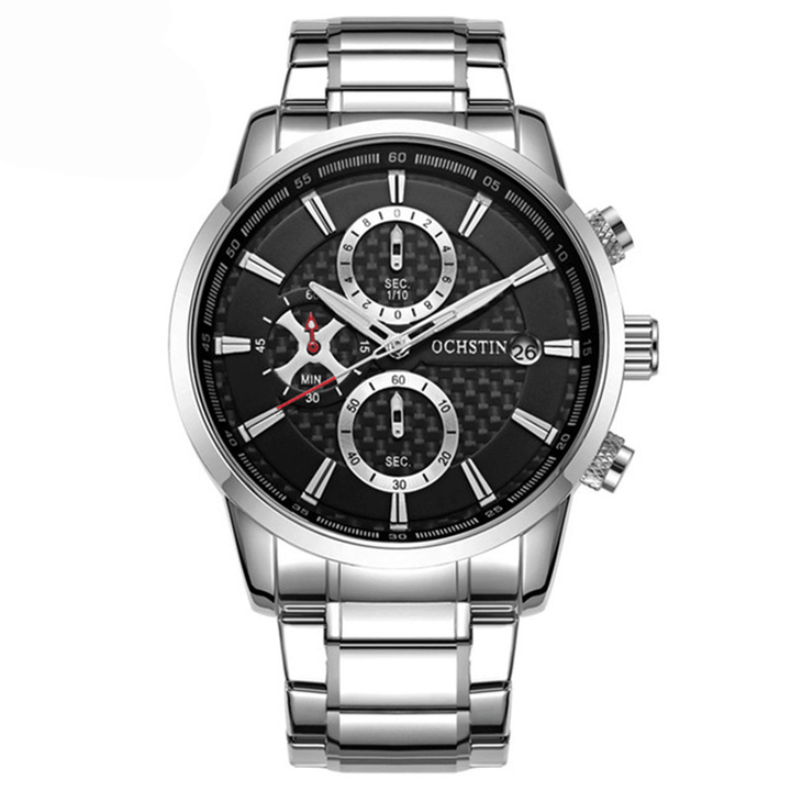OCHSTIN GQ085 Waterproof Full Steel Men Wrist Watch Business Style Date Display Quartz Watch - Trendha