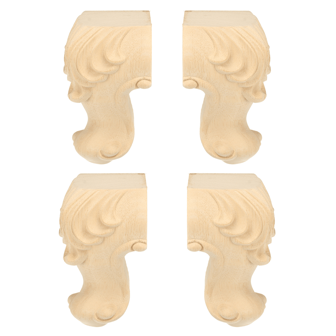 4Pcs Engraved Anti-Damp Solid Wood Sofa Legs Wardrobe Cabinet Furniture Bracket Feet European Style - Trendha