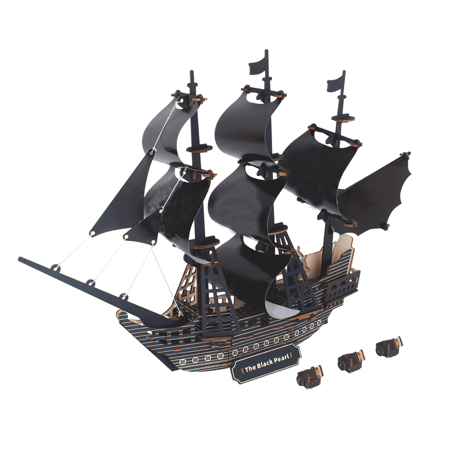 3D Woodcraft Assembly Kit Black Pearl Pirate Ship for Children Toys - Trendha