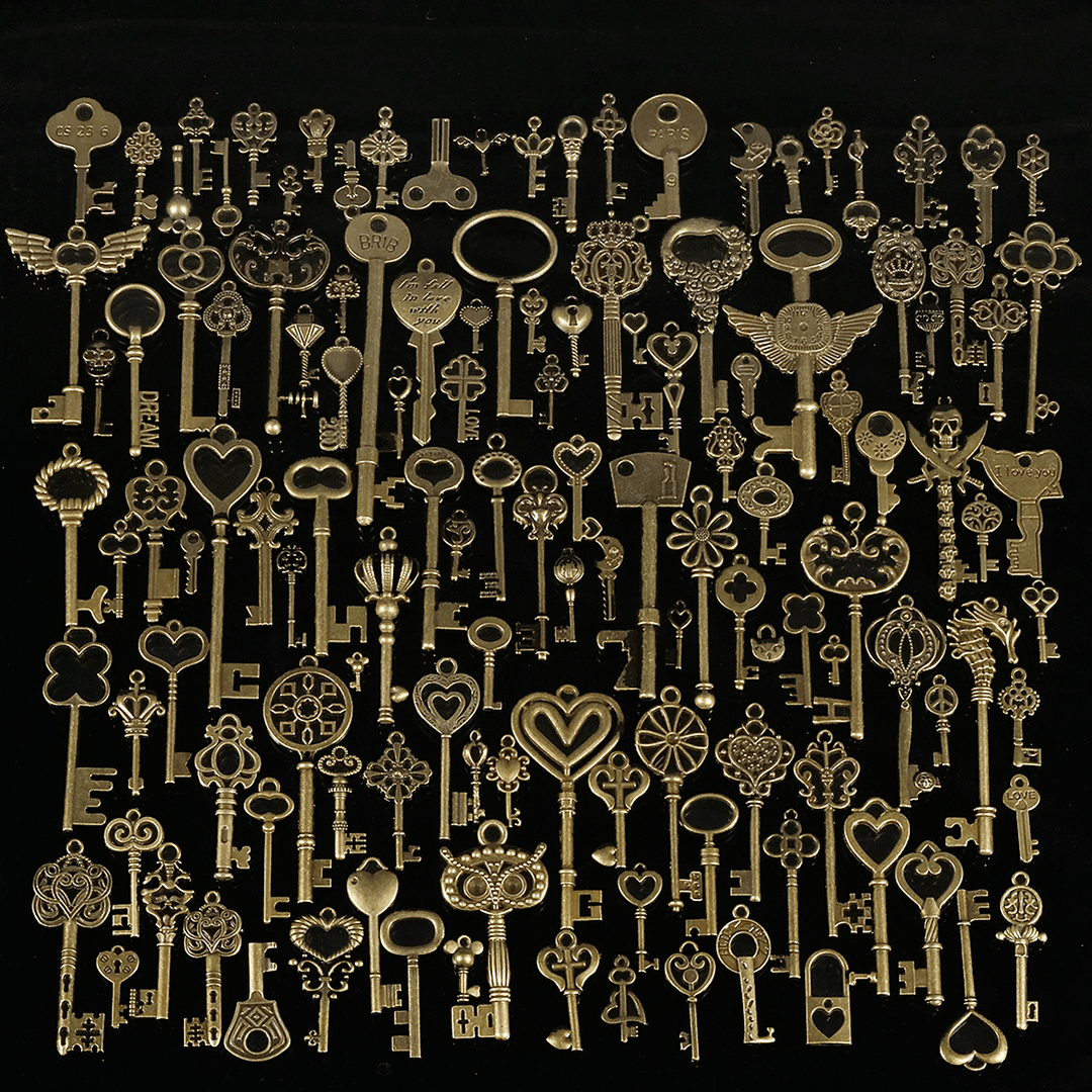 130Pcs Antique Bronze Brass Vtg Ornate Skeleton Keys Lot Pendant Fancy Heart Pendants Key Gift - Trendha