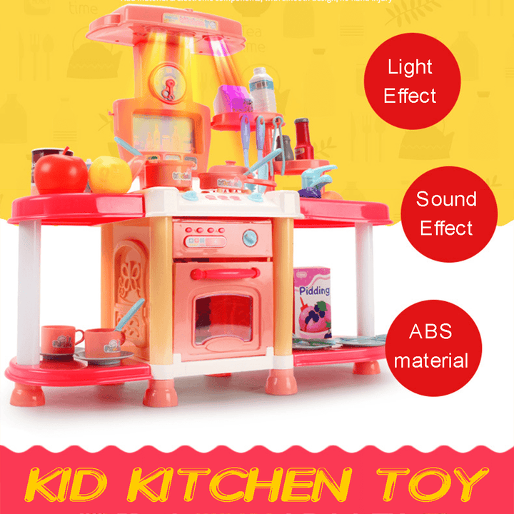 Children'S Playhouse Kitchen Toy Set Sound and Light Sound Effects Girls Cook and Cook Utensils - Trendha